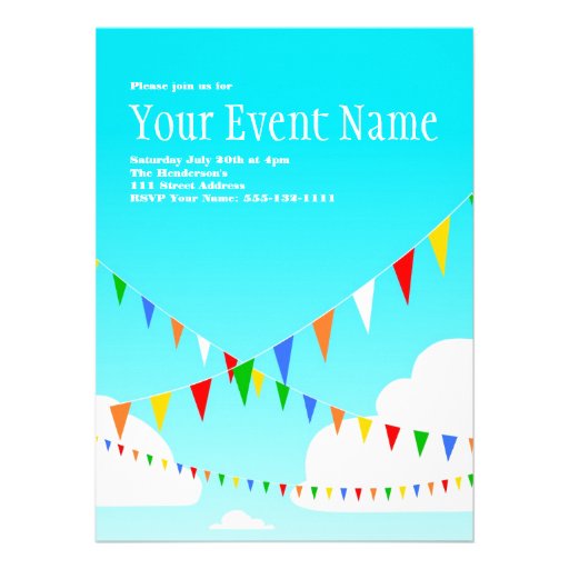 Party Invitation with Pennants (front side)