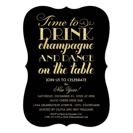 Party Invitations | Time to Drink Champagne Card (front side)