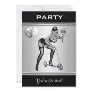Party Invite Black & White Style Pin-Up Girl 1