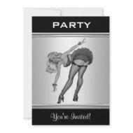 Party Invite Black & White Style Pin-Up Girl 19
