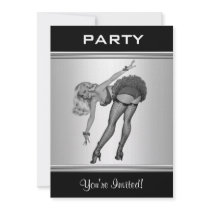 Party Invite Black & White Style Pin-Up Girl 19 invitations