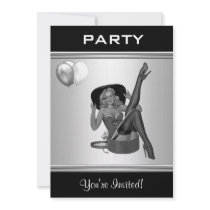 Party Invite Black & White Style Pin-Up Girl 26 invitations
