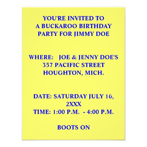 PARTY INVITE ~ BOOTS ON ~ Western style INVITATION