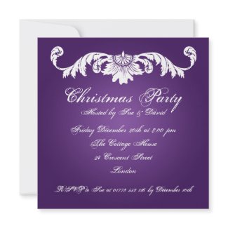 Party Invite Vintage Ornament on Purple