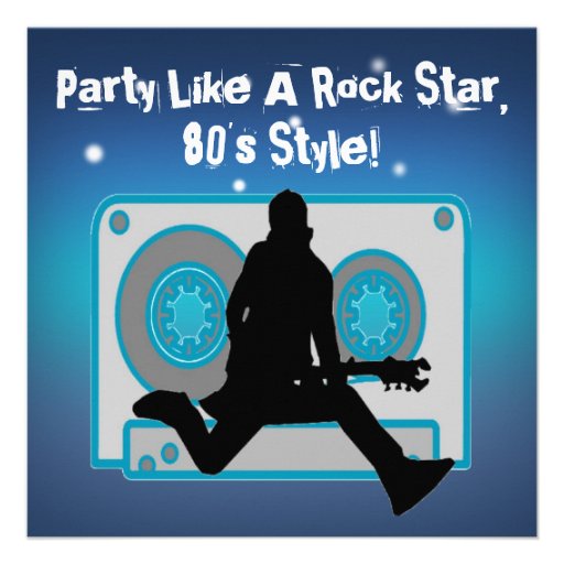 Party Like A Rock Star 80's Party Invitations