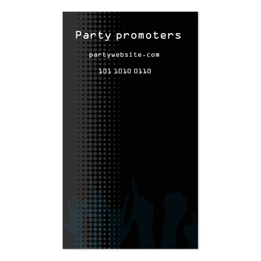 Party or club style business card (front side)