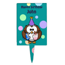 party owl rectangle cake picks