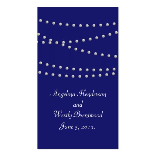 Party Pearls on Indigo Wedding Website Card Business Card Template