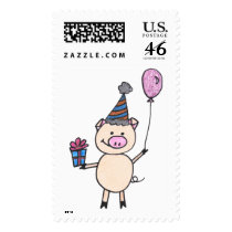 Party Pig Postage Stamps