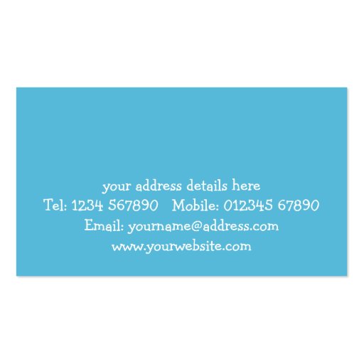 Party Planner Business Card (back side)