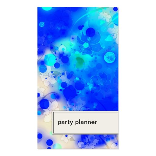 Party Planner Business Card Abstract Dots & Flower (front side)