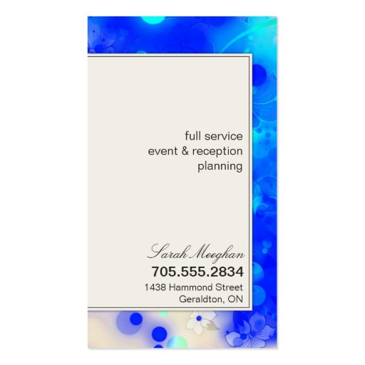Party Planner Business Card Abstract Dots & Flower (back side)