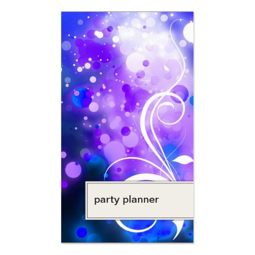 Party Planner Business Card Abstract Dots & Swirl (front side)
