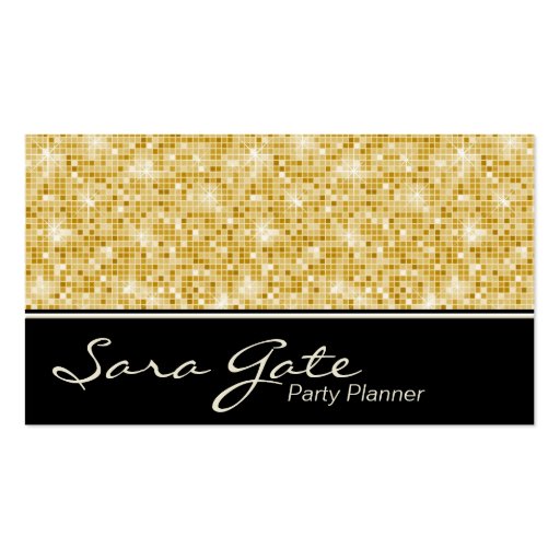 Party Planner Business Card - Classy Gold Glitter (front side)