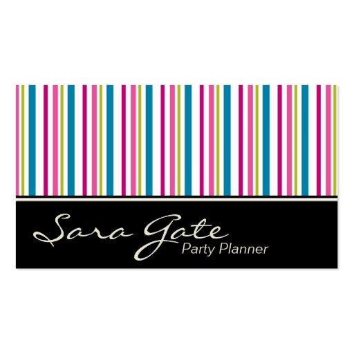 Party Planner Business Card - Colorful Stripes (front side)