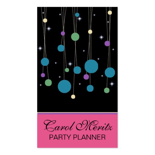Party Planner Business Card - Dots & Stars (front side)