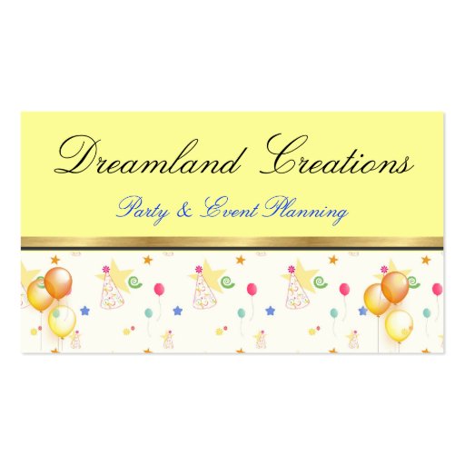 PARTY PLANNER BUSINESS CARDS (front side)