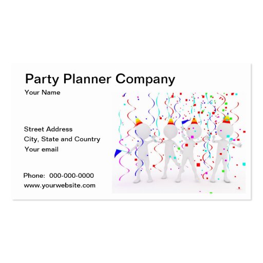 Party Planner Company Business Card (front side)
