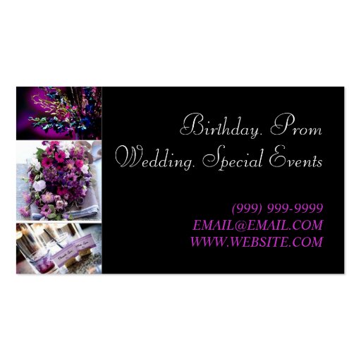 Party Planner Wedding Celebration, Events Business Card Template (back side)