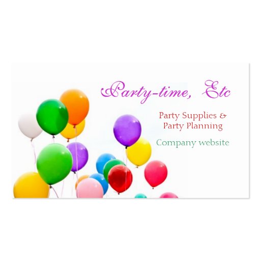 PARTY PLANNERS BUSINESS CARDS TEMPLATE (front side)