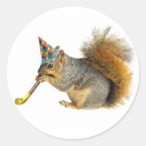 Party Squirrel Round Stickers