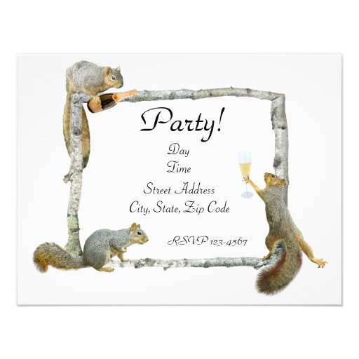 Party Squirrels Invitation (front side)
