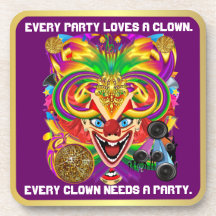 Party Theme 2 Designs Clown Jester  Pick one Coaster