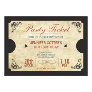Party Ticket Personalized Announcements