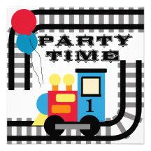 Party Time Birthday Train Invitations