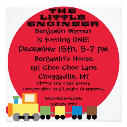 Party Time Birthday Train Invitations