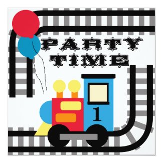 Party Time Birthday Train Invitations