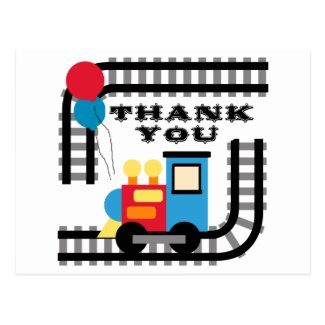 Party Time Birthday Train Thank You Postcard