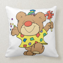 party time clown bear design pillow