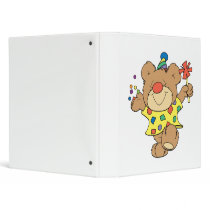 party time clown bear design binder