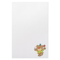 party time clown bear design stationery design