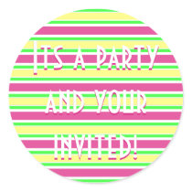 Party Time Collection Pink Green and Yellow Stripe stickers