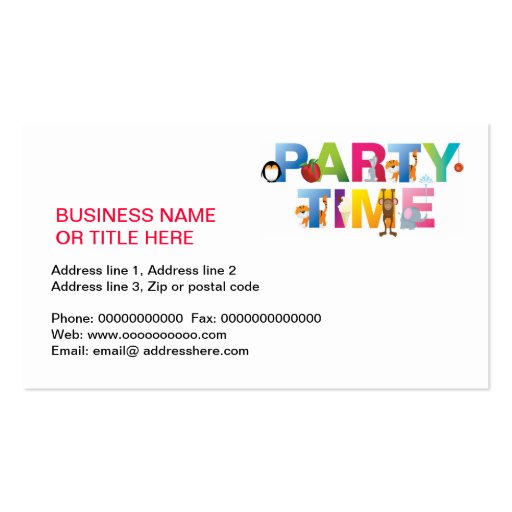 party time for kids business card