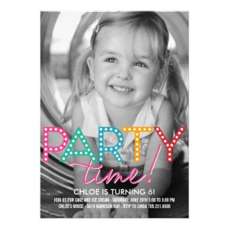 Party Time Photo Birthday Invitation