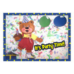 Party Time Teddy Bear Custom Invite invitations