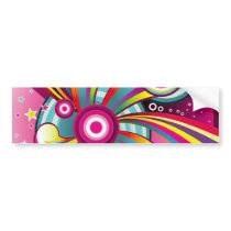 PARTYTIME CIRCLES SWIRLS RAINBOWS BUBBLES RANDOM A BUMPER STICKER