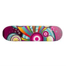 PARTYTIME CIRCLES SWIRLS RAINBOWS BUBBLES RANDOM A CUSTOM SKATE BOARD
