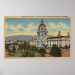 Pasadena, CA - View of City Hall & Public Librar Print