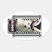 Pascua - algún conejito le ama - Westie Pegatina De Oval Personalizadas