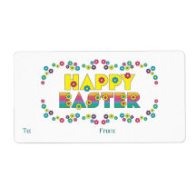 Pascua feliz con las flores etiqueta de envío