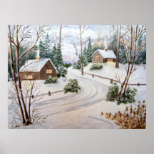 Paso con paisaje del invierno posters