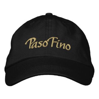 embroidered paso fino text design on hats for paso fino lovers