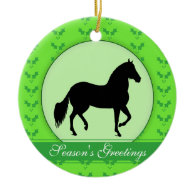 Paso Fino Green Holly Season's Greetings Christmas Tree Ornament