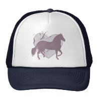 Paso Fino Horse Heart Grungy Mauve Mesh Hat