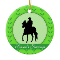 Paso Fino Horse Rider Holly Season's Greetings Christmas Ornaments