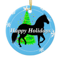 Paso Fino Horse Silhouette Happy Holidays Christmas Tree Ornaments